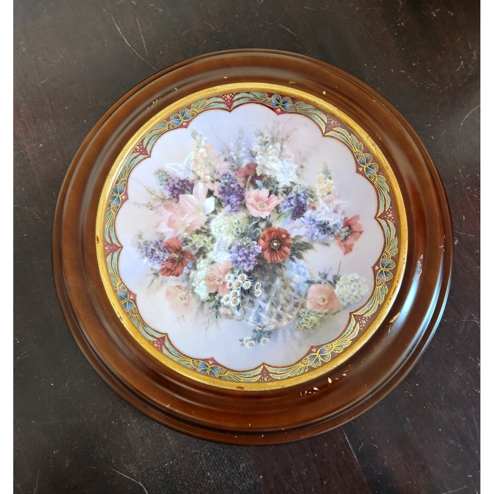 W.S. George Lena Liu Winged Wonders Floral Porcelain Plate 1994 W/ Frame